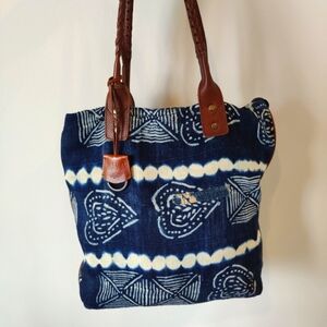 WILL INDIGO DENIM TOTE COGNAC
